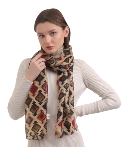 EH 100% Pure Mulberry Silk Scarf for Women, head scarf, neck scarf, hair scarf, digital printed long (22" X 72")2