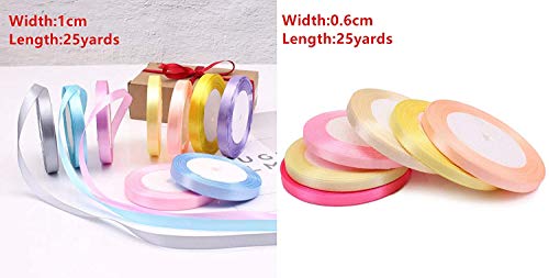 Image of DIY Crafts Pack of 100 Yards, Random Mixed Colour, Grosgrain Satin Ribbons for Wedding Christmas Party Decoration6mm-40mm DIY Bow CRA(Pack of 100 Yards, Random Mixed Colour)