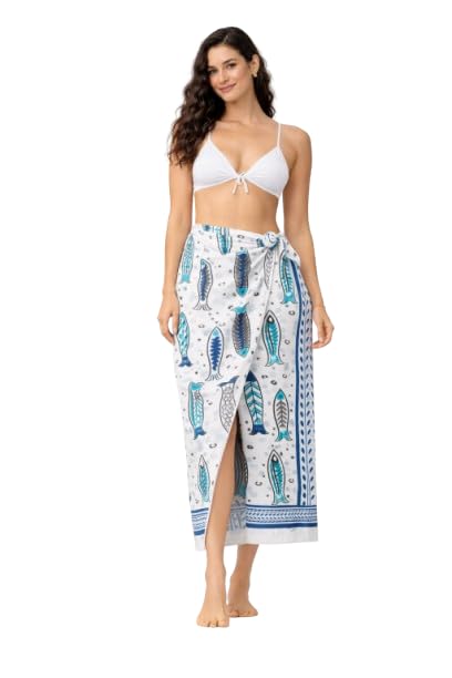 Curano Premium Cotton Hand Block Sarong | Indigo Arbor & Paisley Print Beach Wrap Pareo | Soft Breathable Fabric | Lightwe... - Review, Price and Buying Guide