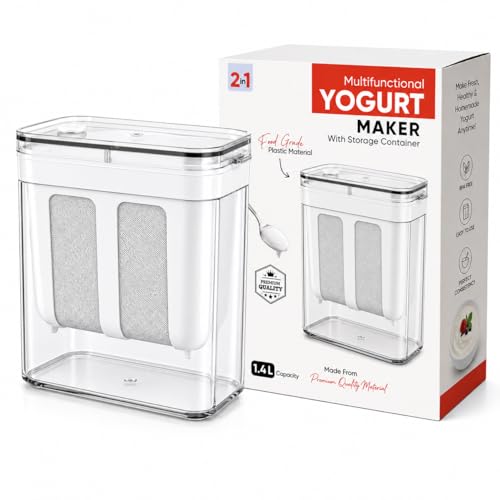 Image of Snmmifer Multifunctional Yogurt Maker with Storage Container, BPA-Free Plastic, 1.4L Capacity, Homemade Greek Yogurt and Curd (1.4L)