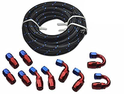 Huile en acier tressé en nylon tuyau de 20 pieds et raccords pivotants AN10