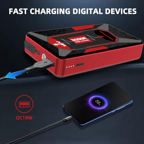 3000A Portable Car Jump Starter, 12V Battery Booster for 6.0L Gas/4.0L Diesel, 9 Safety Protections - image 6