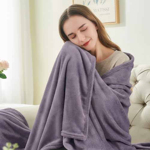 Image of BEDELITE Fleece Blanket Soft Plush Throw for Couch Dusty Purple 50 inchx60 inch