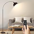 Arc Floor Lamps for Living Room, Modern Tall Standing Lamp Remote Control,Stepless Dimmable Bronze Floor Lamp with Hanging Dome Shade,Over Couch Arched Reading Lamp for Bedroom (Bulb Included)