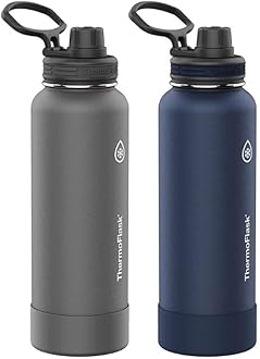 ThermoFlask 2-Pack of Water Bottles (Midnight/Stone, 40 oz)