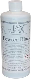 Jax Pewter Black Patina Solution - Antique Black Finish for Almost All Metals - 1 Pint