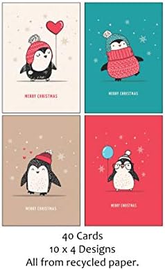 40 Eco Friendly - Recycled Christmas Cards with Penguins on Them!