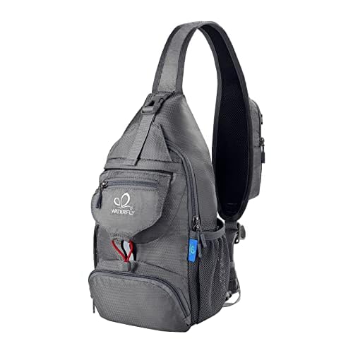 WATERFLY Packable Small Crossbody Sling Backpack Shoulder Chest Bag Daypack for Hiking Traveling Black