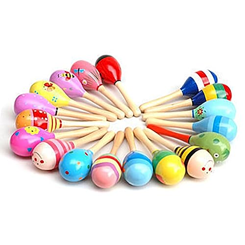 Wooden Maracas,Wood Festival Maracas, Cartoon Fiesta Maracas for 0 to 3 Years Old Toddler, Kids Toy Designs Noisemaker Party Decorations