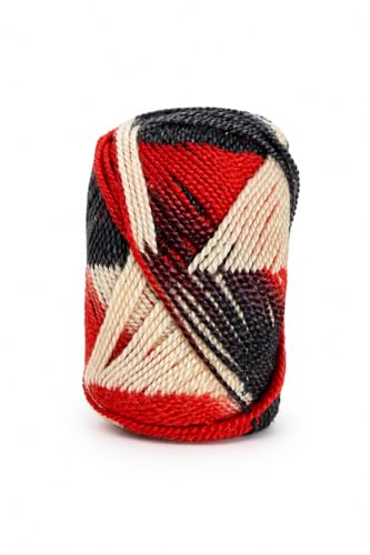 Image of Soft Hand-Dyed Wool Oon Yarn Skein - Multi-Colored Soft Knitting & Crochet Thread for DIY Crafts, Embroidery, and Winter Wear - 100g Skein (Harvest Midnight Red & Black).