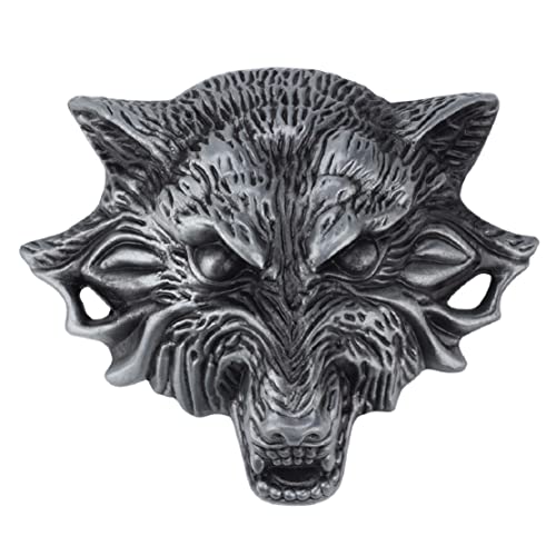 Longcreek Wolf Belt Buckle for Men, Wildlife Wolf Head Belt