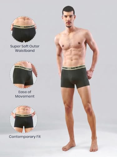 Image of Lux Nitro Men's Semi Long Trunk | 100% Cotton | Super Soft Waistband | Breathable & Comfortable Fit Pack of 4