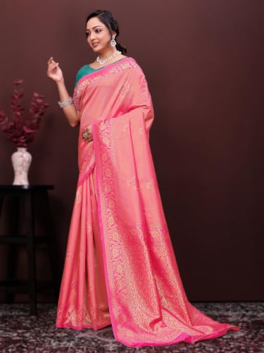 Image of Women's Banarasi Art Silk Woven Design Saree With Unstitched Blouse Piece I Traditional Indian Ethnic Wear