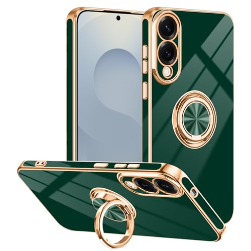 Coque Galaxy S25 Edge fine antichoc verte : protection TPU souple et anneau de support