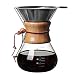 RANRANHOME Pour Over ekspres do kawy, ręczny zaparzacz do kawy z drewnianym rękawem, karafka ze szkła borokrzemowego i stały filtr wielokrotnego użytku, 800 ml