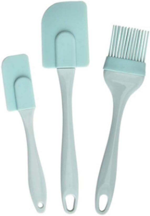 Silicone Oil Brush Three-piece Silicone Spatula Bakery Kitchen Tools Cake Spatula Oil Brush Set(E)
