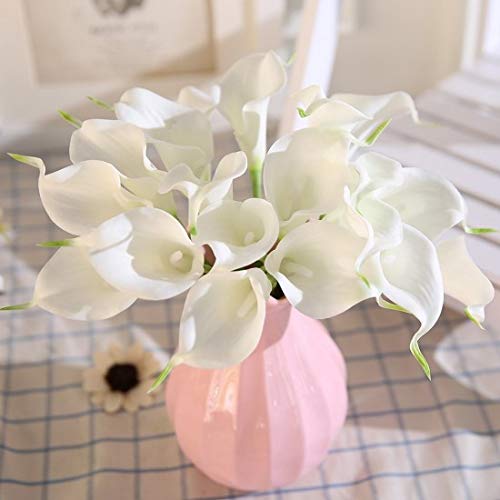 Meide Group Usa 14" Real Touch Latex Calla Lily Bunch Artificial Spring Flowers For Home Decor, Wedding Bouquets, And Centerpieces (18 Pcs) (White) #TOP4