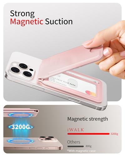 Image of iWALK Stronger Magnetic Wallet, Upgraded for MagSafe Wallet, RFID Blocking, 5 Card Holder with Adjustable Stand, Slim Leather Phone Wallets for iPhone 17 /16 /15 /14 /13 /12 Series, iPhone Wallets