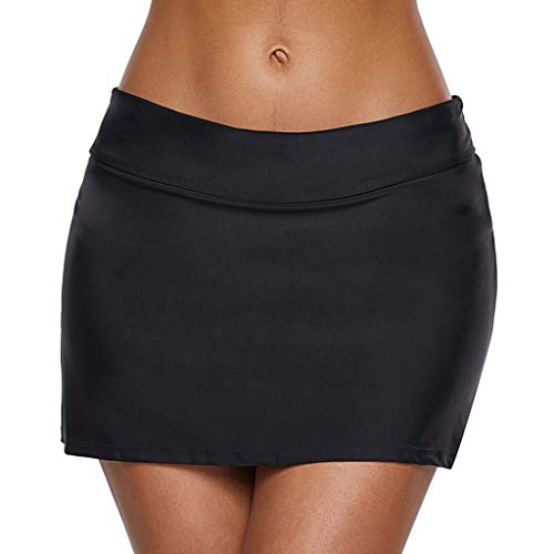 LANBAOSI Women's High Waisted Solid Swim Skirt Tankini Bathing Swimsuits Bottom Black