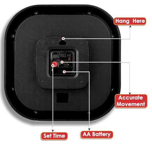 Image of Sehaz Artworks Silent Square Wall Clock for Hall | Red - 28x28 CM | Non Ticking, Designer Wall Clock for Bed Room Silent Sweep, Wall Watch for Living Room Stylish, Clock for Living Room Stylish