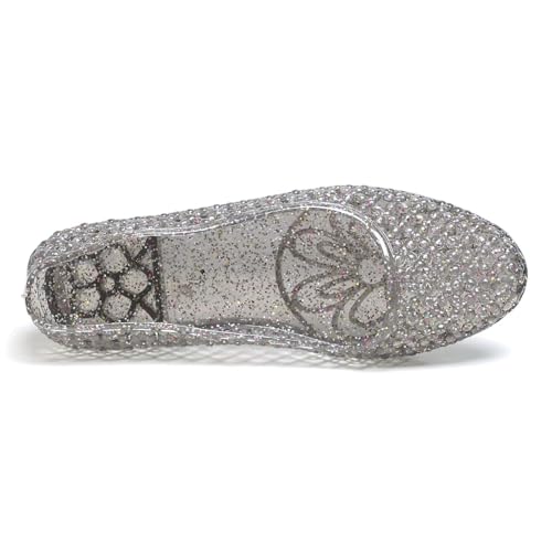 Image of Stunner Women Beach Jelly Shoes Slip On Crystal Summer Hollow Ballet Flats | Summer Cool PVC Breathable Outdoor Indoor Dressy Flat Sandals for Holiday Shopping Spa Swimming Pool