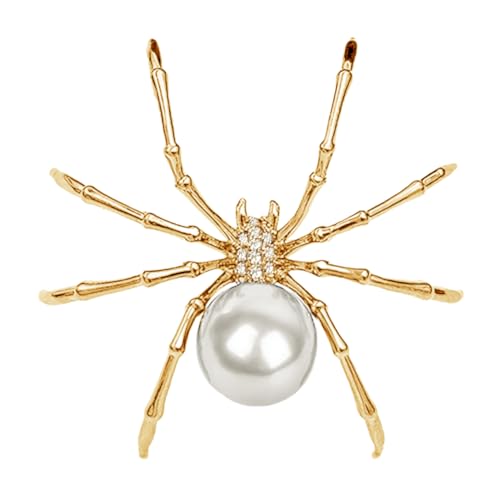 Image of Victorian Style Mother of Pearl Body and Micro Pave Spider Brooches Pins Silver Tone Goth Accessories Pins for Backpacks Aesthetic