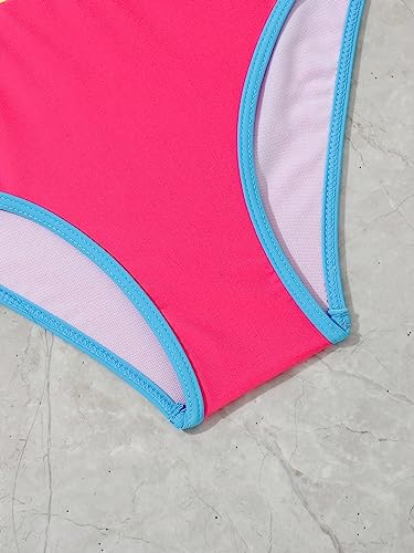 Image of SOLY HUX Girl's Color Block Bikini Set 2 Piece Swimsuit Bathing Suits HotPink Colorblock 9Y