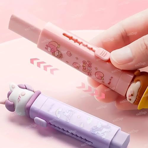 Image of Zest 4 Toyz Eraser for Kids School | Push Pull Pencil Eraser Rubber for Kids Stationary Set | Stationary Set for School Birthday Gifts for Girls & Boys Pink (Pack of 2)