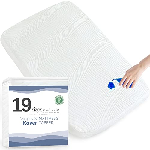 Image of Pack and Play Mattress Topper 38" x 26", Waterproof Bamboo Cover and Dual Sided (Firm for Babies) & Soft Memory Foam (for Toddlers) Pack n Play Mattress Pad/Playard/Playpen Mattress Topper