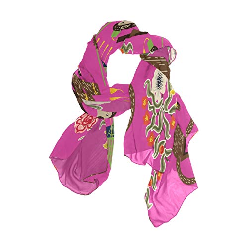 Japanese Fishes Colorful Women Long Silk Scarf Shawl Wrap Stole4