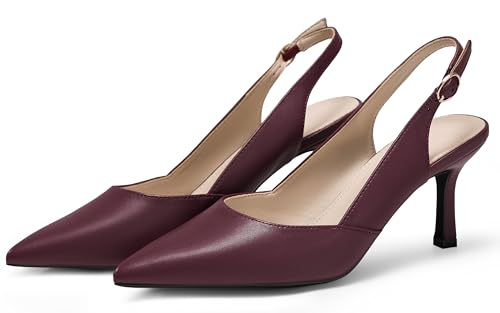 Women's Slingback Kitten Heels Closed Pointed Toe Pumps Wedding Party Dress Shoes2