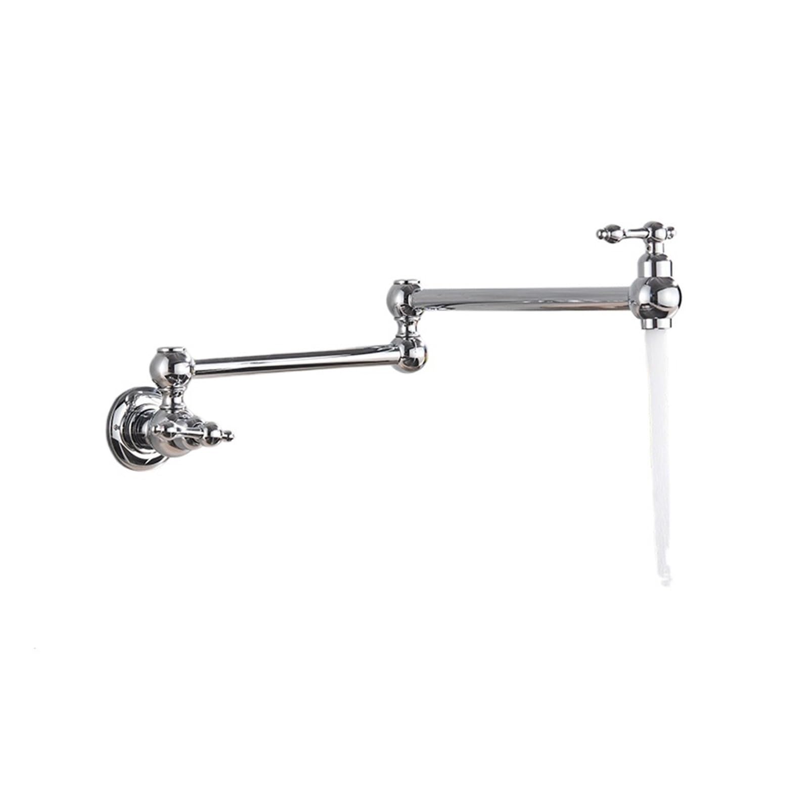 Gqnblvhzupdm C-Chrome Kitchen Faucets, Chrome Nickel Black Brass Pot Filler Tap, Wall Mounted Kitchen Faucet, Single Cold Hole Rotate Folding Spout(C-Chrome)