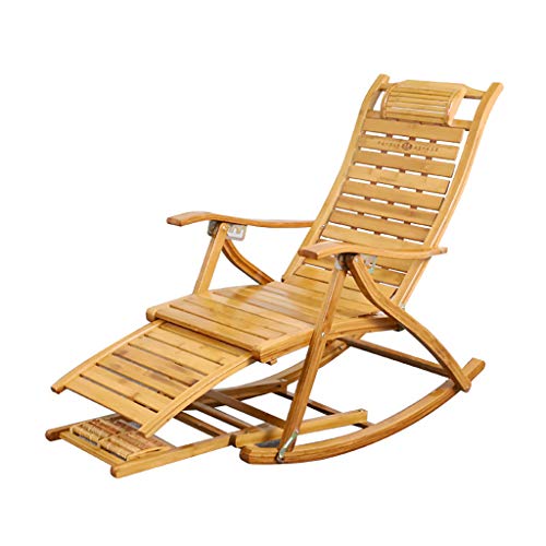 Chaise à bascule pliante en bambou inclinaison zéro gravité - 2