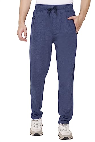 Image of Plus Size Cotton Loop Knit Lowers for Men, Zip Pocket, Night Pant, Joggers, Sports Trousers, Gym n Lounge Wear Track Pant for Boys Denim 4XL