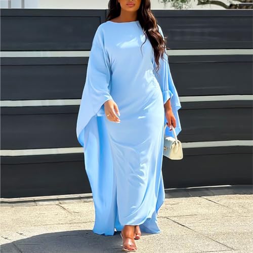 Robe abaya ample masquant les formes en satin fluide pour femmes - 2