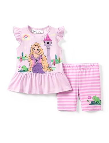 Disney Minnie Mouse La Reine des Neiges Princesse Marvel Ensemble sweat à manches longues + leggings 2 à 6 ans, Princess-Raiponce Rose, 5-6 ans