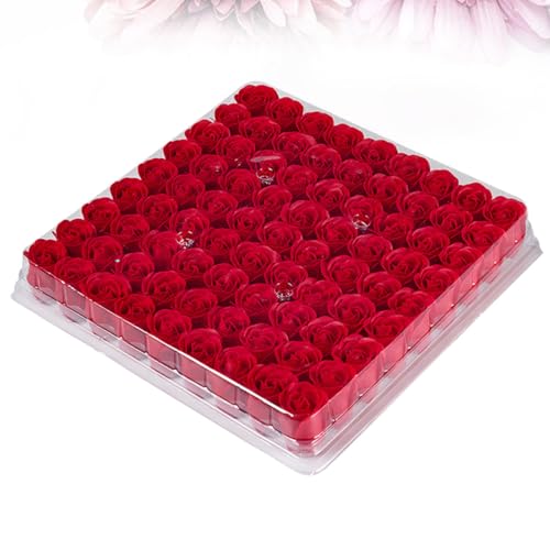 Rosas artificiales de plástico rojo súper simulado 81 piezas flores decorativas interiores 7