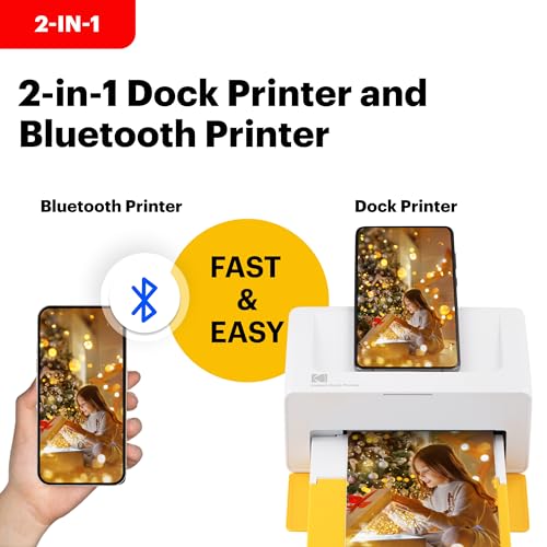 KODAK Dock Plus 4Pass Instant Photo Wireless Color LED Printers (4X6 Inches) + 90 Sheets Bundle, White