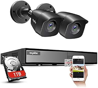 SANNCE 4CH 1080P Home CCTV Camera System DVR Kits w/ 2 x 2.0MP Outdoor Surveillance Camera, Plug an Play, 100ft Night Vision, Easy Remote Access, Instant Motion Alert(1TB Hard Drive)