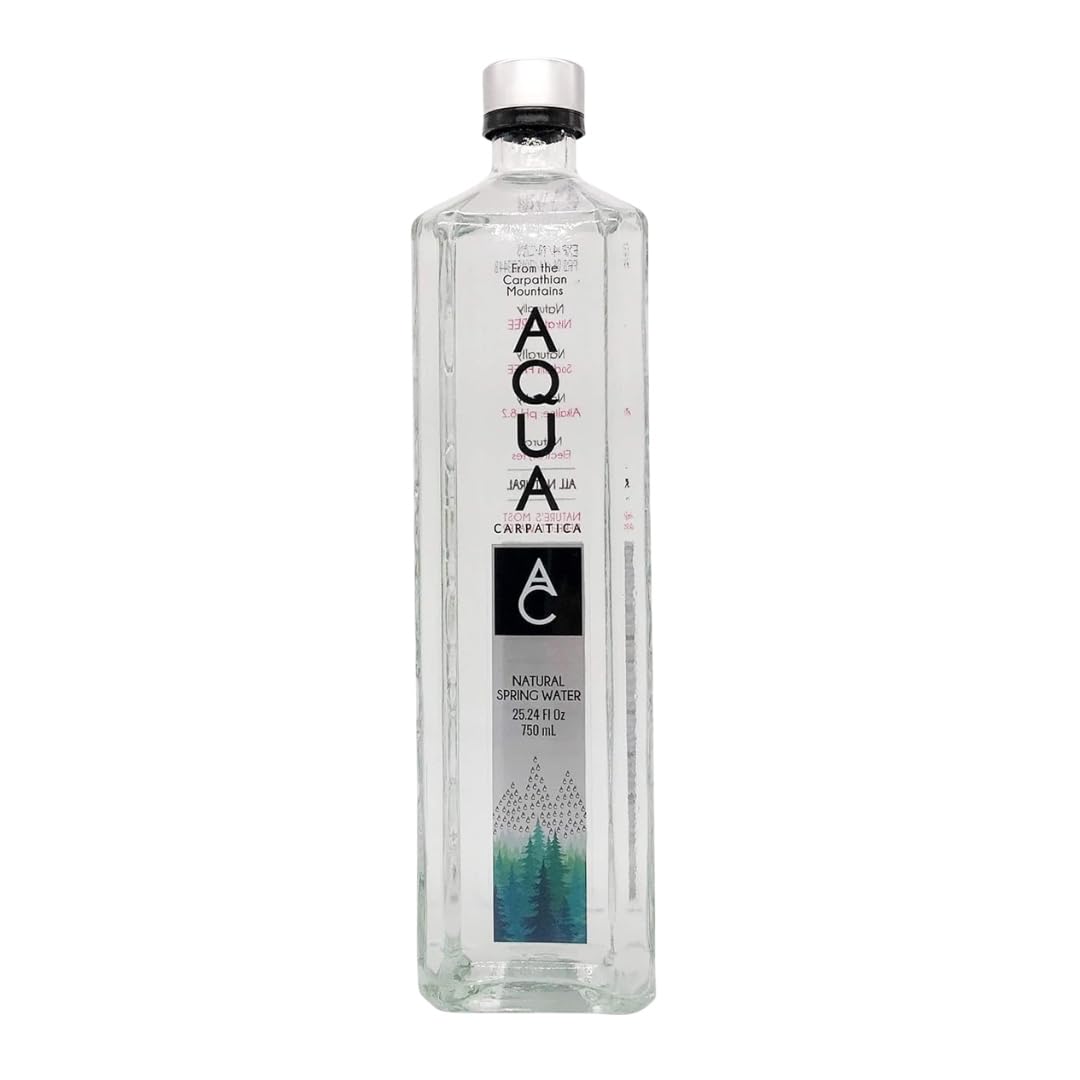 AQUA Carpatica Natural Spring Water with Electrolytes (750 ml) 25.36 oz Glass – Premium Mineral Bottled – Still Bottled Water for Everyday Hydration – Pack of 1
