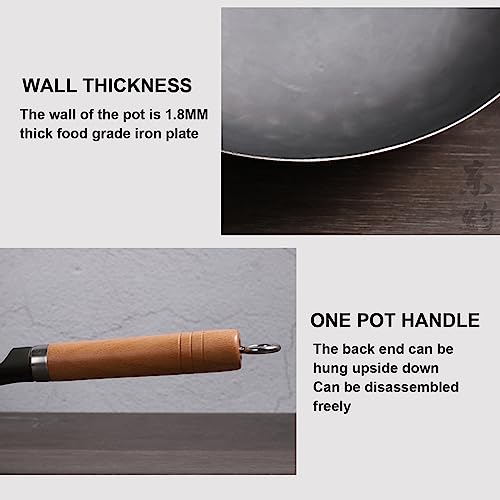 Wok de hierro martillado a mano, 36 cm miniatura 7