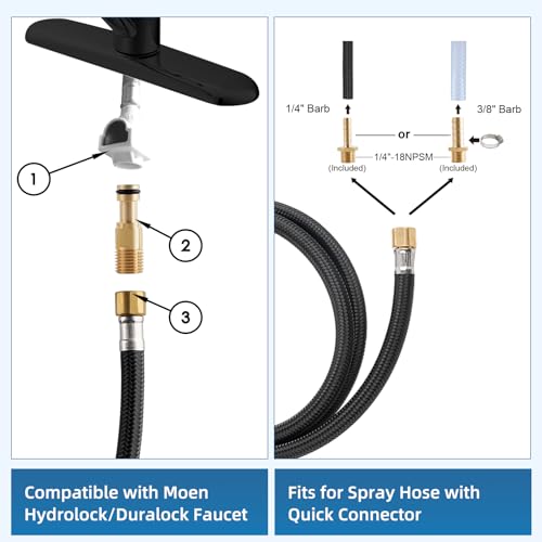 Image of Universal Kitchen Sink Side Sprayer Compatible with Moen, Oil-Rubbed Bronze | NSF /ANSI /CAN 372 Certified, Kitchen Sink Faucet Sprayer Attachment with Quick Connectors /Hose /Holder, Pull-Out Sprayer Nozzle