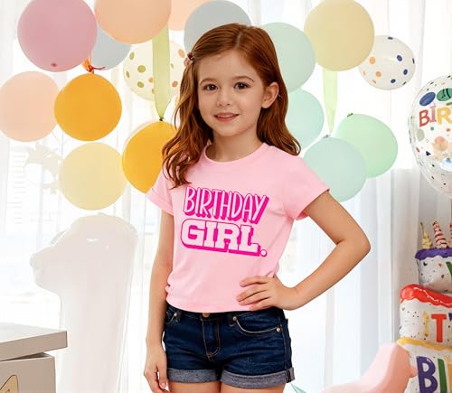 Image of YHHR Birthday Girl Shirt 5-12 Years Kids Birthday Party Shirts Letter Top