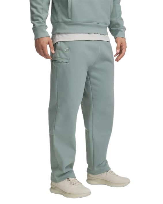 Under Armour Mens Curry DNA Fleece Sweatpants Silica Green Medium