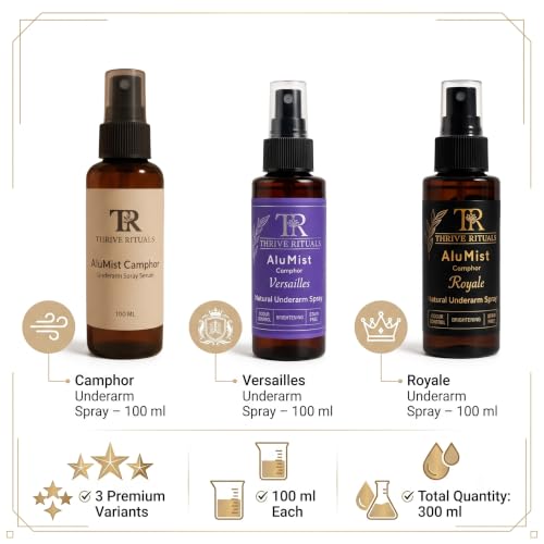 Image of AluMist Natural Alum Underarm Spray for Men & Women | Natural Deodorant | Alcohol-Free Formula | Long-Lasting Odour Protection | 100 ml (Camphor, Versailles & Royale)