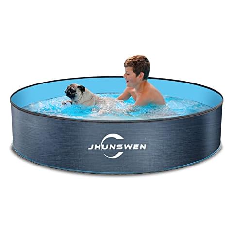 JHUNSWEN Dog Paddling Pool, 122cm x 30cm Pet Kiddie Pool Hard Plastic for Backyard Outdoor Home Indoor, Pet Bathtub with Anti Slip Bottom for Kids, Duck, Cat Cover