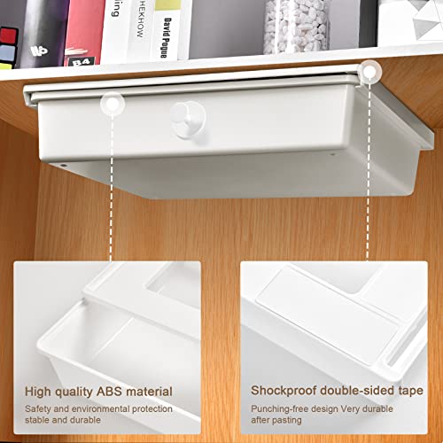 LOPYXBR Untertischschubladen 4 Stück - 20x17x6cm Selbstklebend Weiß