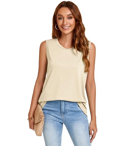 Joellyus Women'S Sleeveless Workout Tank Tops Loose Fit Summer Tops Crew Neck Cotton Yoga T Shirts thumb #2