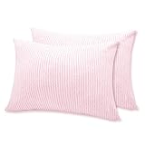 Organic Cotton Toddler Pillowcase/Travel Pillowcase Pack of 2 Set 13x18 Inches with Envelope Closure - Soft & Breathable Baby Pillow Case Cover Pink Stripe