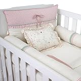 Enxoval Kit para Berço Americano em linho Bordado Joaninha Doce Encanto Jardim Xadrez rosê